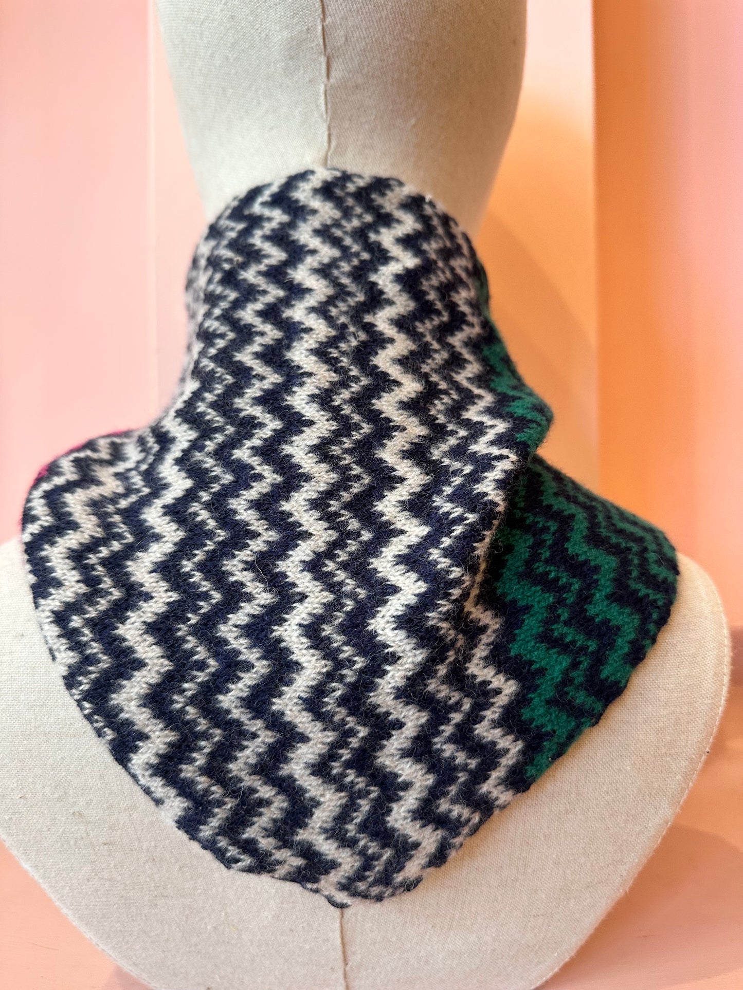 Triangle Scarf: 'Pink, Green & White Spark'