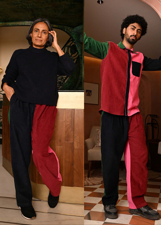 Unisex Patchwork Cord Trouser