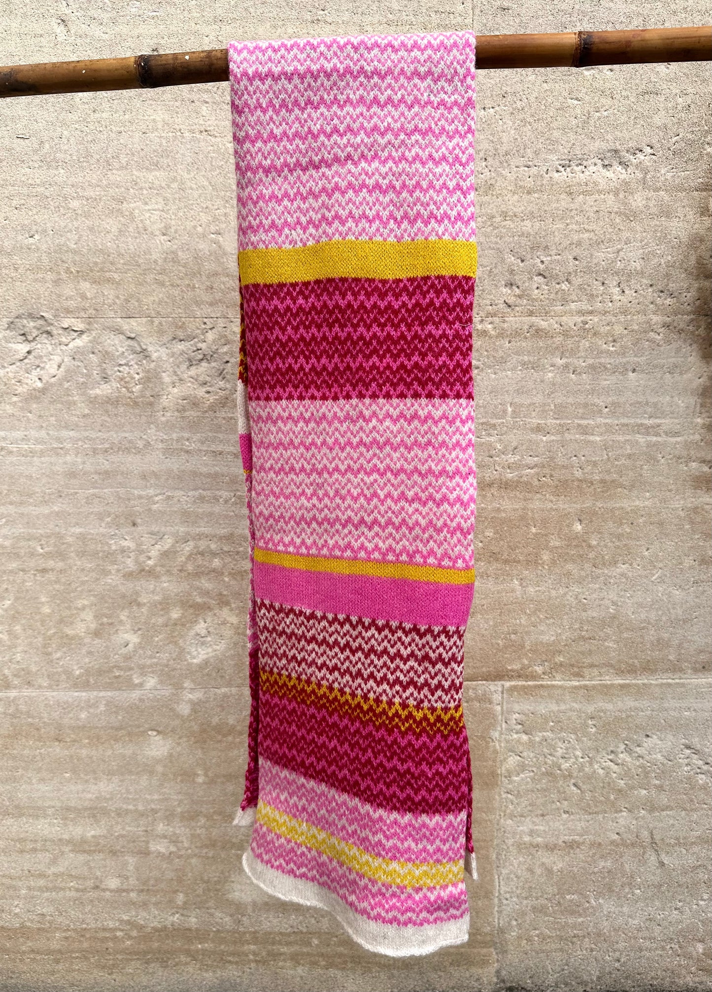 Lambswool Scarf: 'Pink & Yellow Spark'