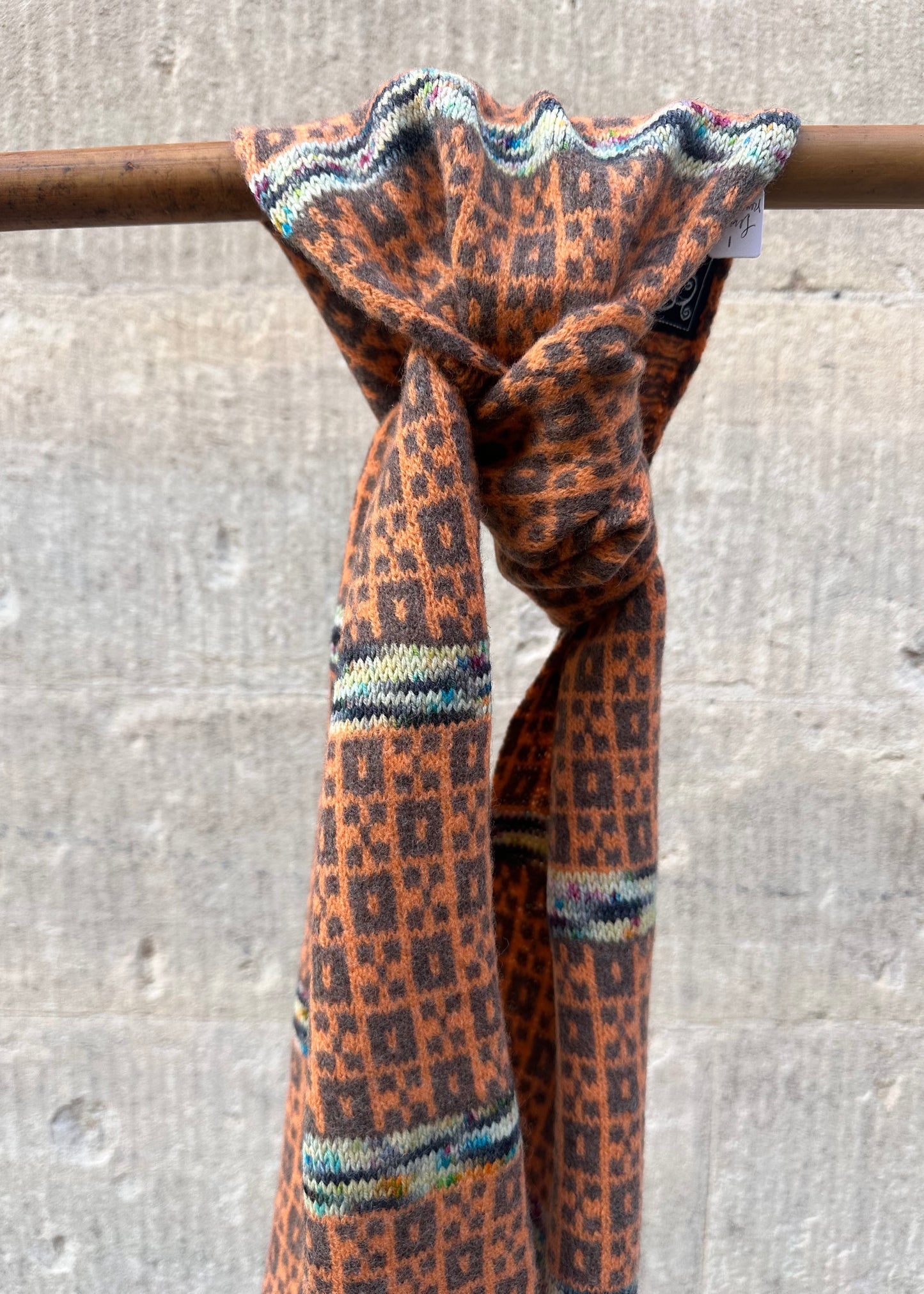 Lambswool Scarf: 'Orange Chess Set'