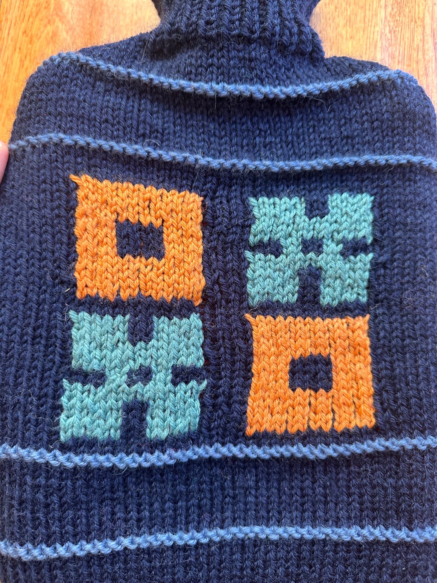 Hot Water Bottle Cover: 'Navy Chess Set'