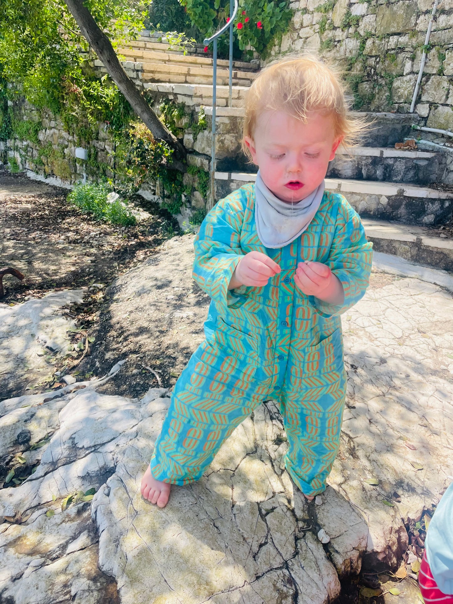 Kid's Playsuit in 'Turquoise Flamingo'