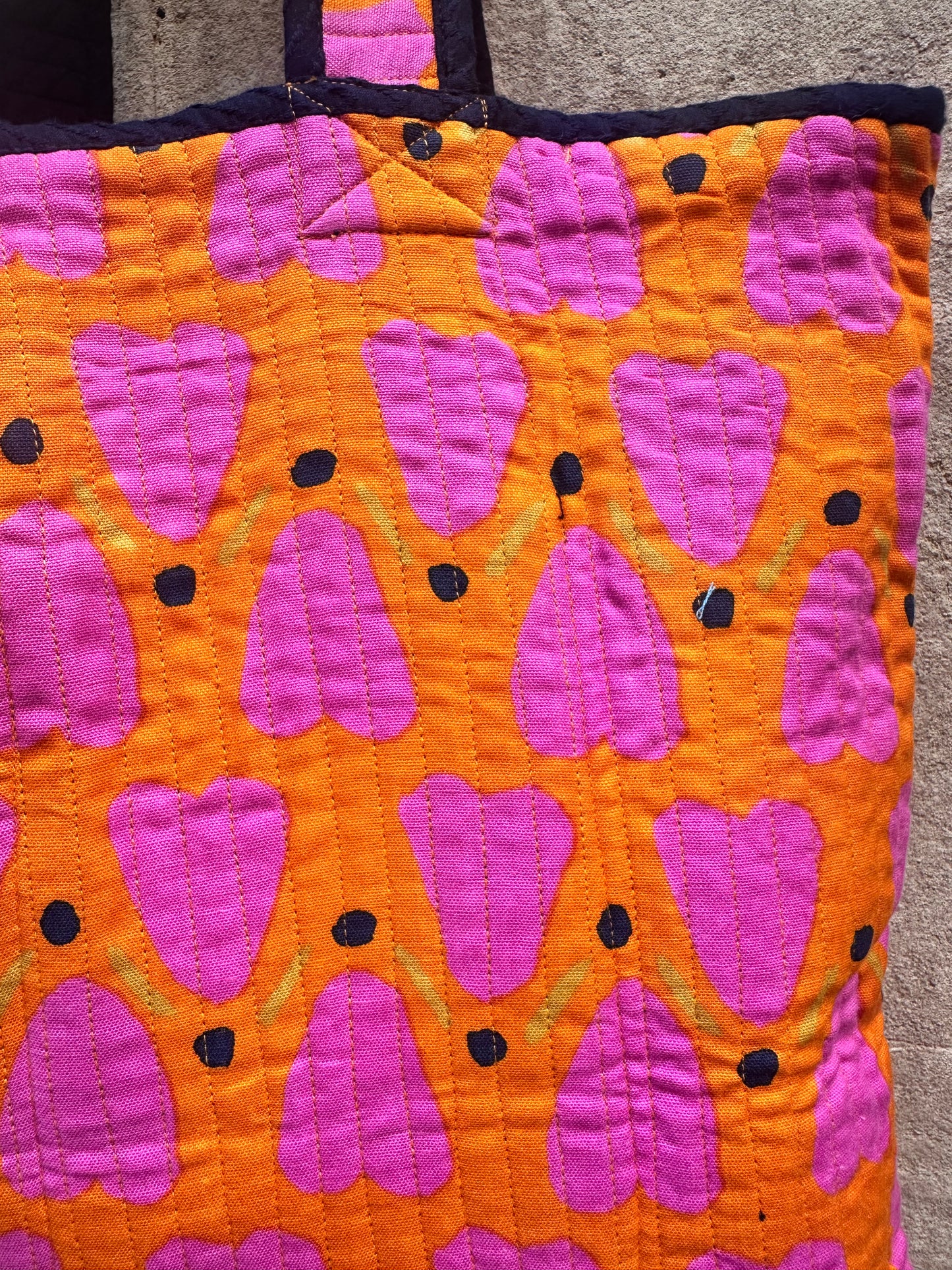Quilted Tote Bag in 'Orange Honey Heart'