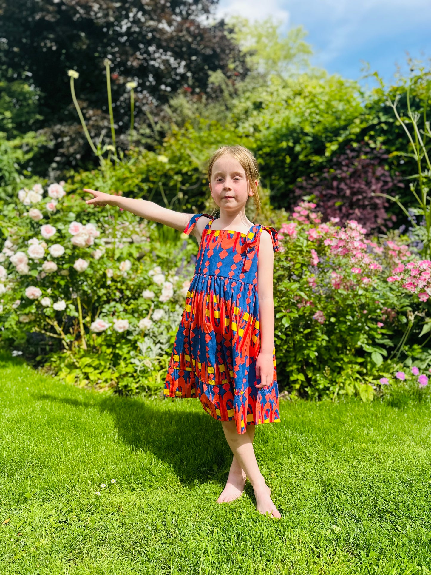 Kid's Cotton Butterfly Dress in 'Waterfall'