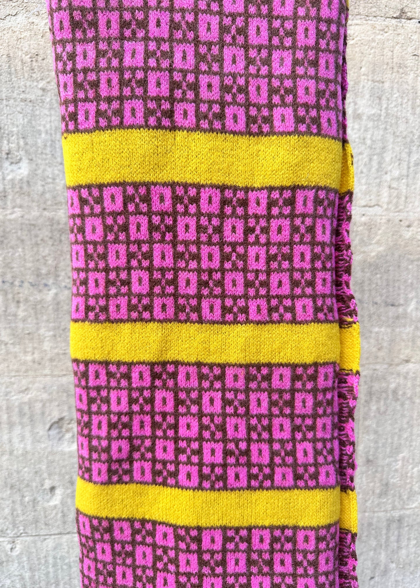 Lambswool Scarf: 'Pink & Yellow Chess Set'