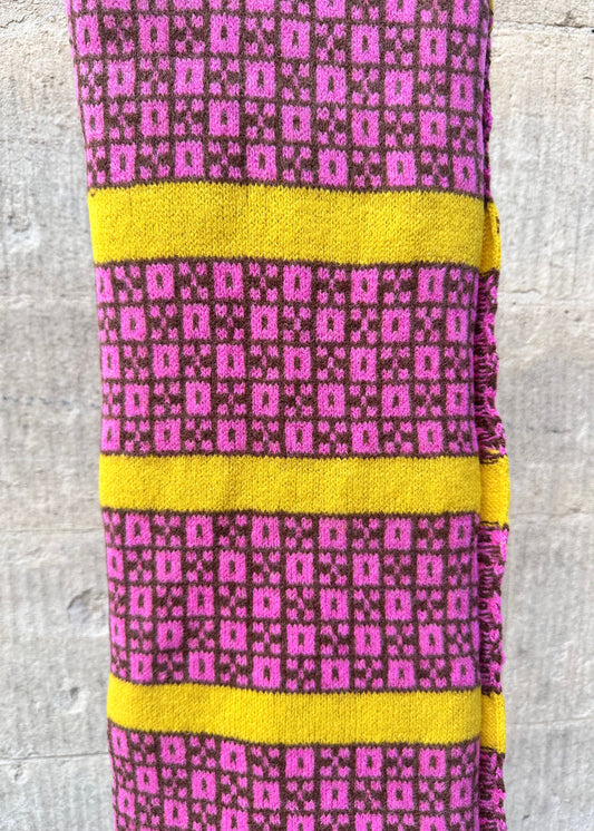 Lambswool Scarf: 'Pink & Yellow Chess Set'