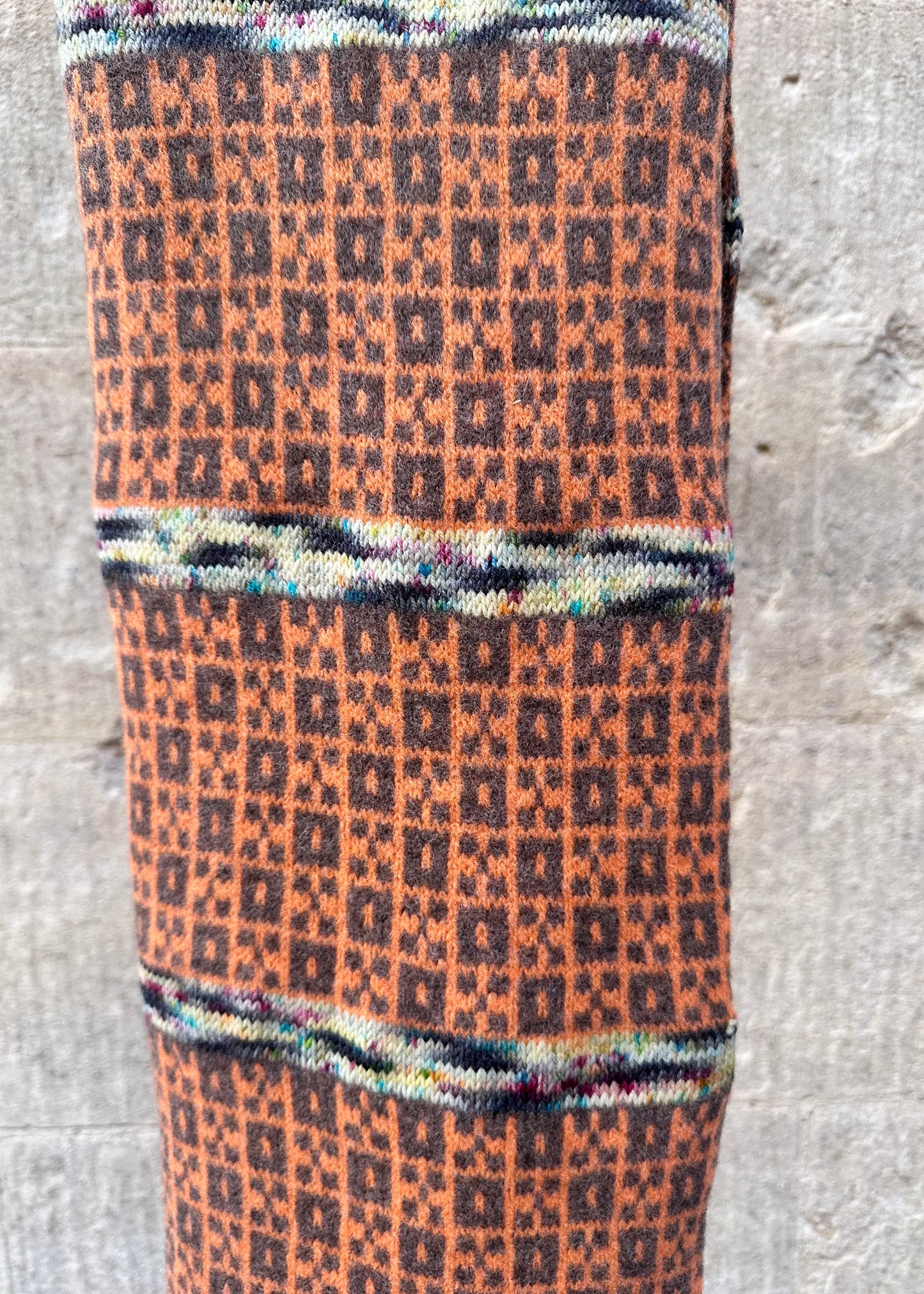 Lambswool Scarf: 'Orange Chess Set'