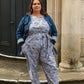 Andy Dungarees in 'Swirly Pants on Blue'