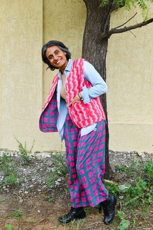 Quilted Waistcoat in 'Pink Spark' & 'Pink Forest'