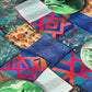 Collection of colorful  patterns on a wooden surface.