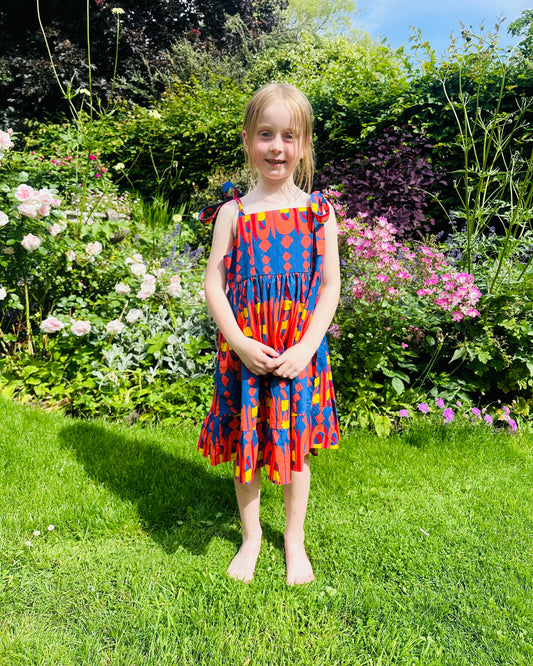 Kid's Cotton Butterfly Dress in 'Waterfall'