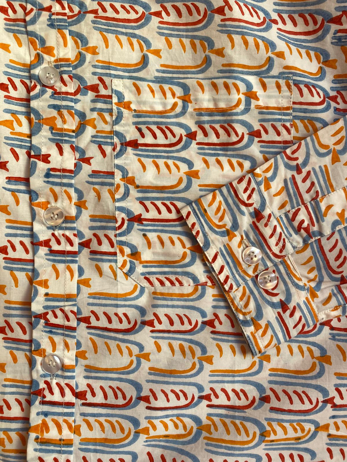 Folded fabric with a colorful geometric pattern