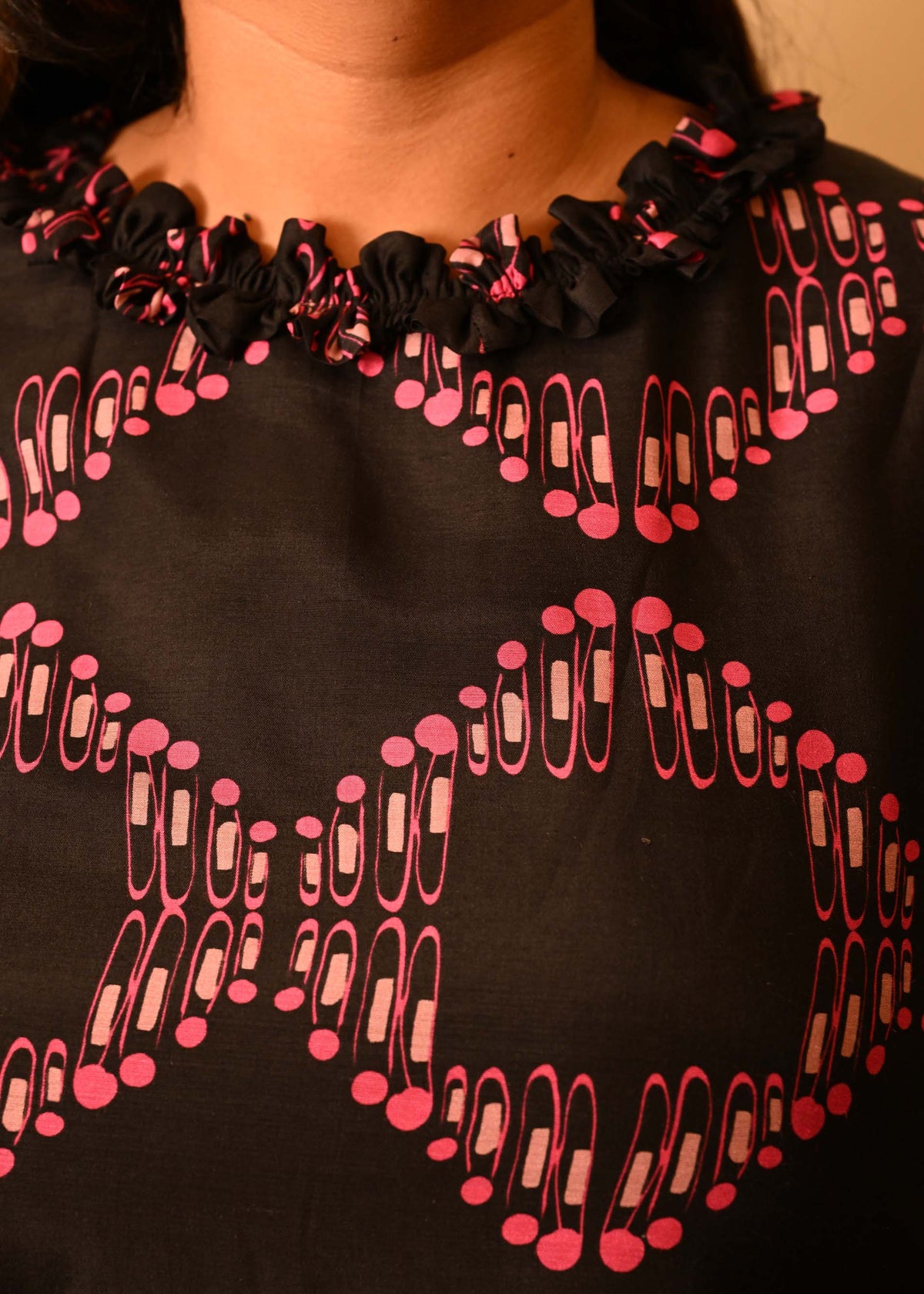 Party Frill Dress in 'Dashing Diamond on Black'
