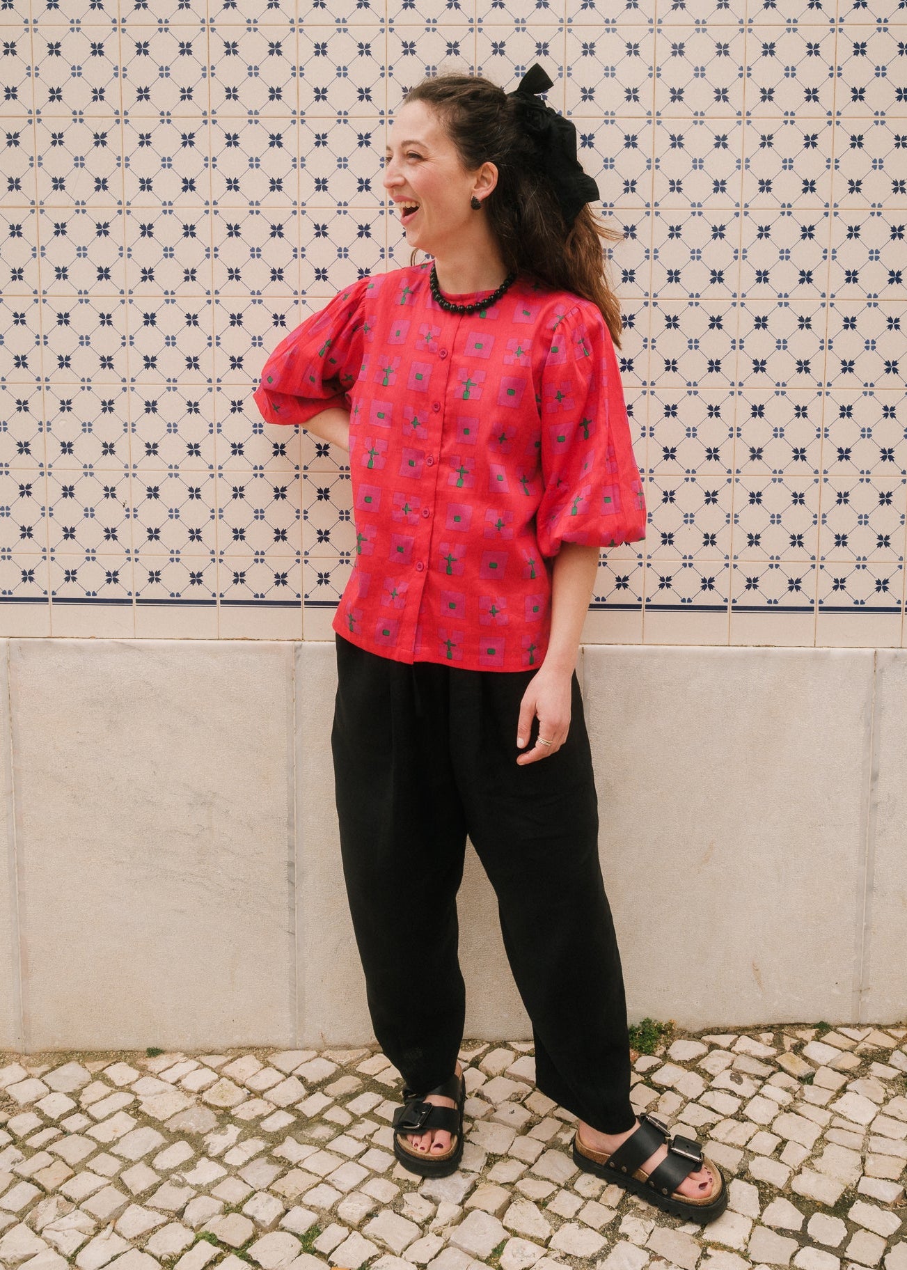 Bloom Blouse in 'Hot Pink Bric a Brac'