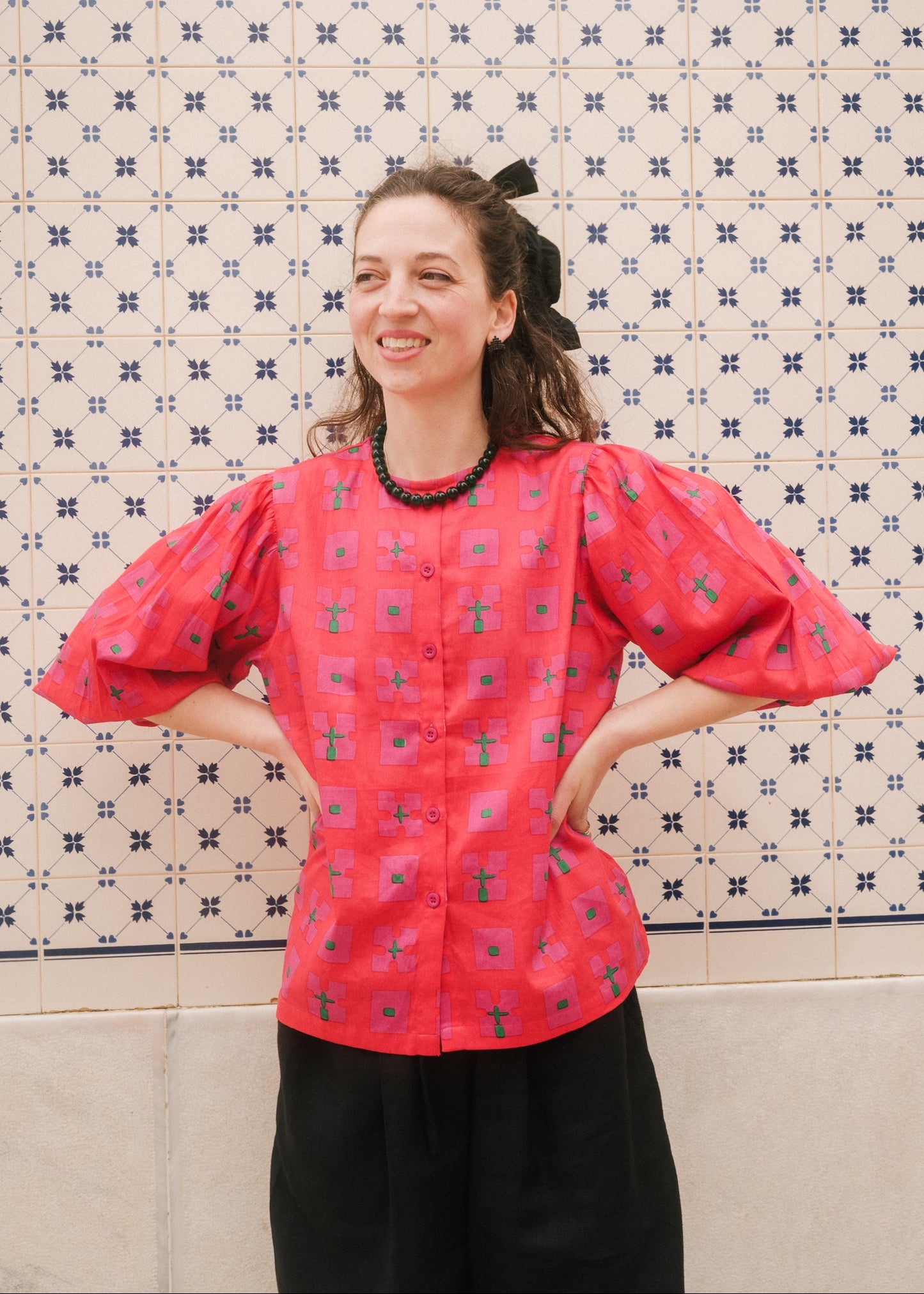 Bloom Blouse in 'Hot Pink Bric a Brac'