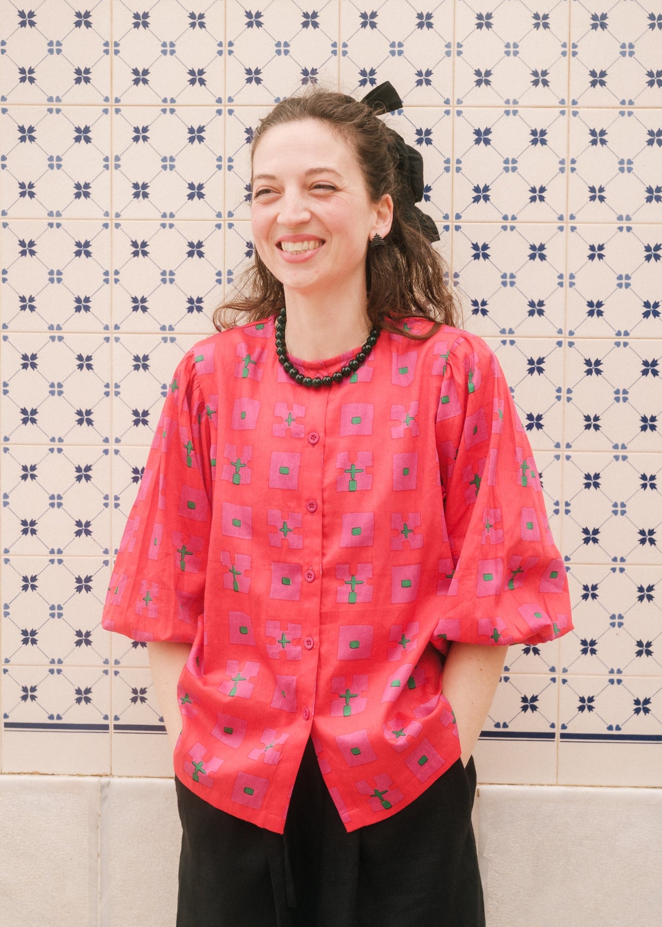 Bloom Blouse in 'Hot Pink Bric a Brac'
