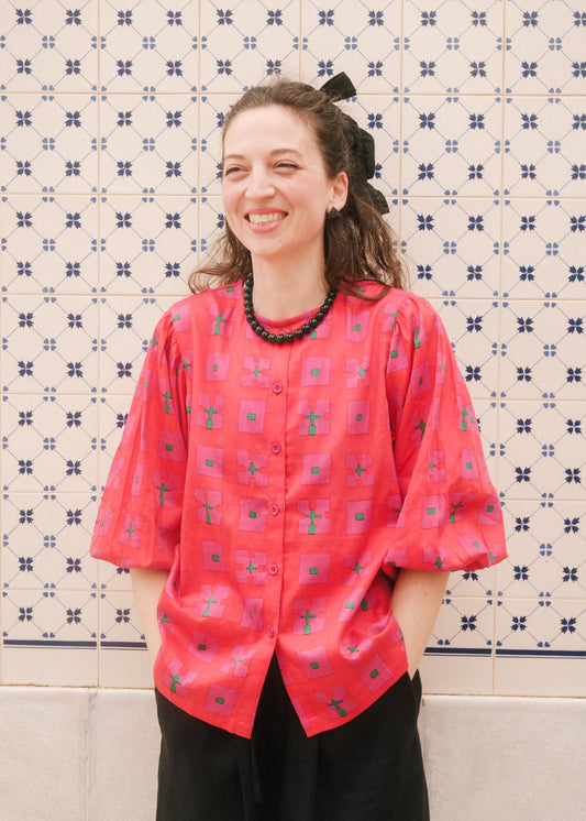 Bloom Blouse in 'Hot Pink Bric a Brac'