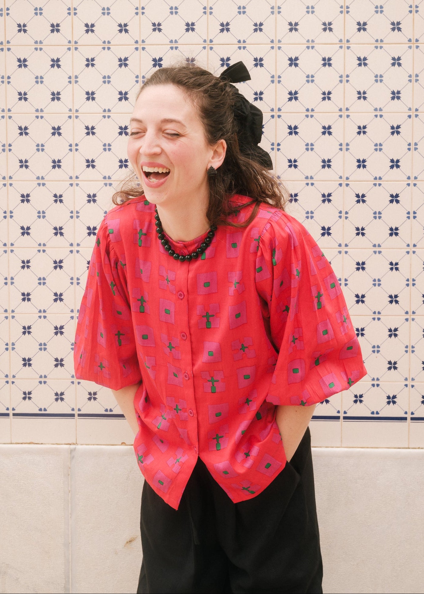 Bloom Blouse in 'Hot Pink Bric a Brac'