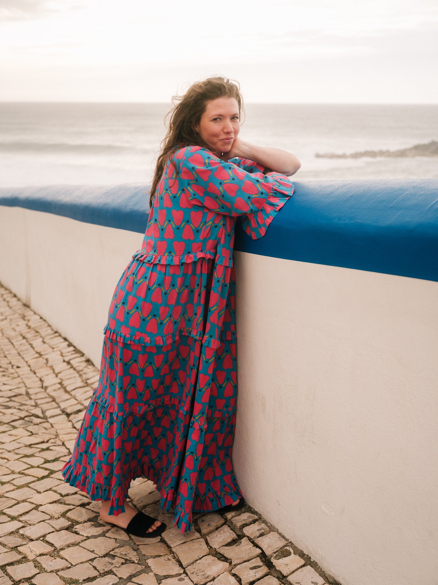 Frida Dress in 'Blue Honey Heart'