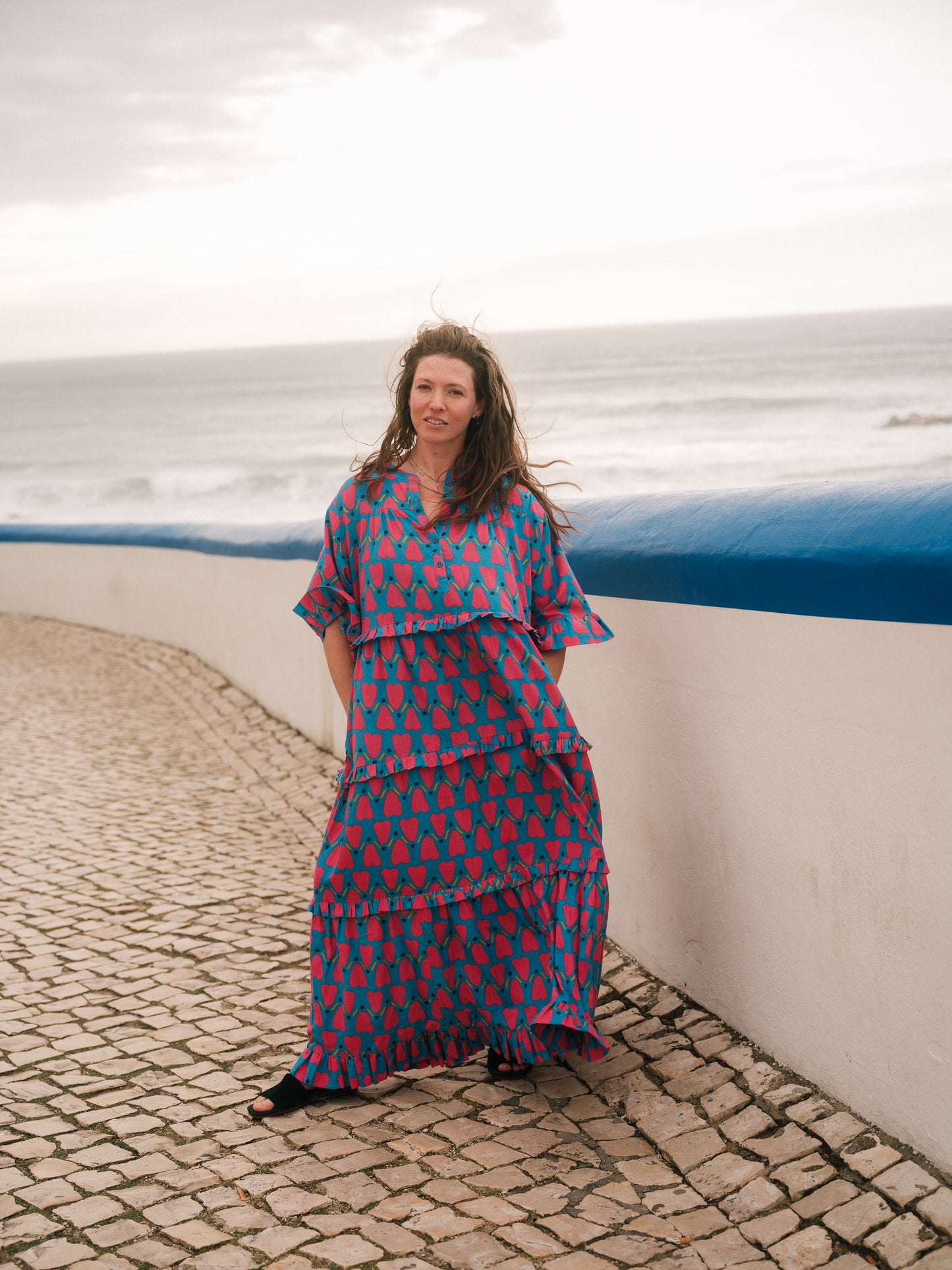 Frida Dress in 'Blue Honey Heart'