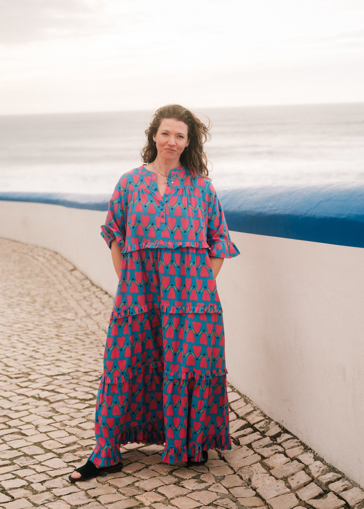 Frida Dress in 'Blue Honey Heart'