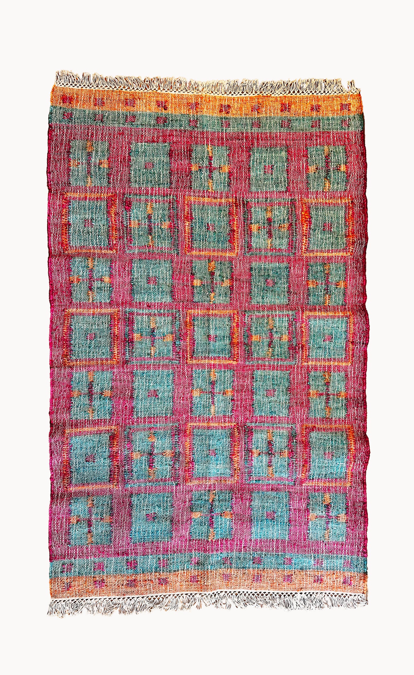 Medium Jute Rug in 'Hot Pink Bric a Brac'