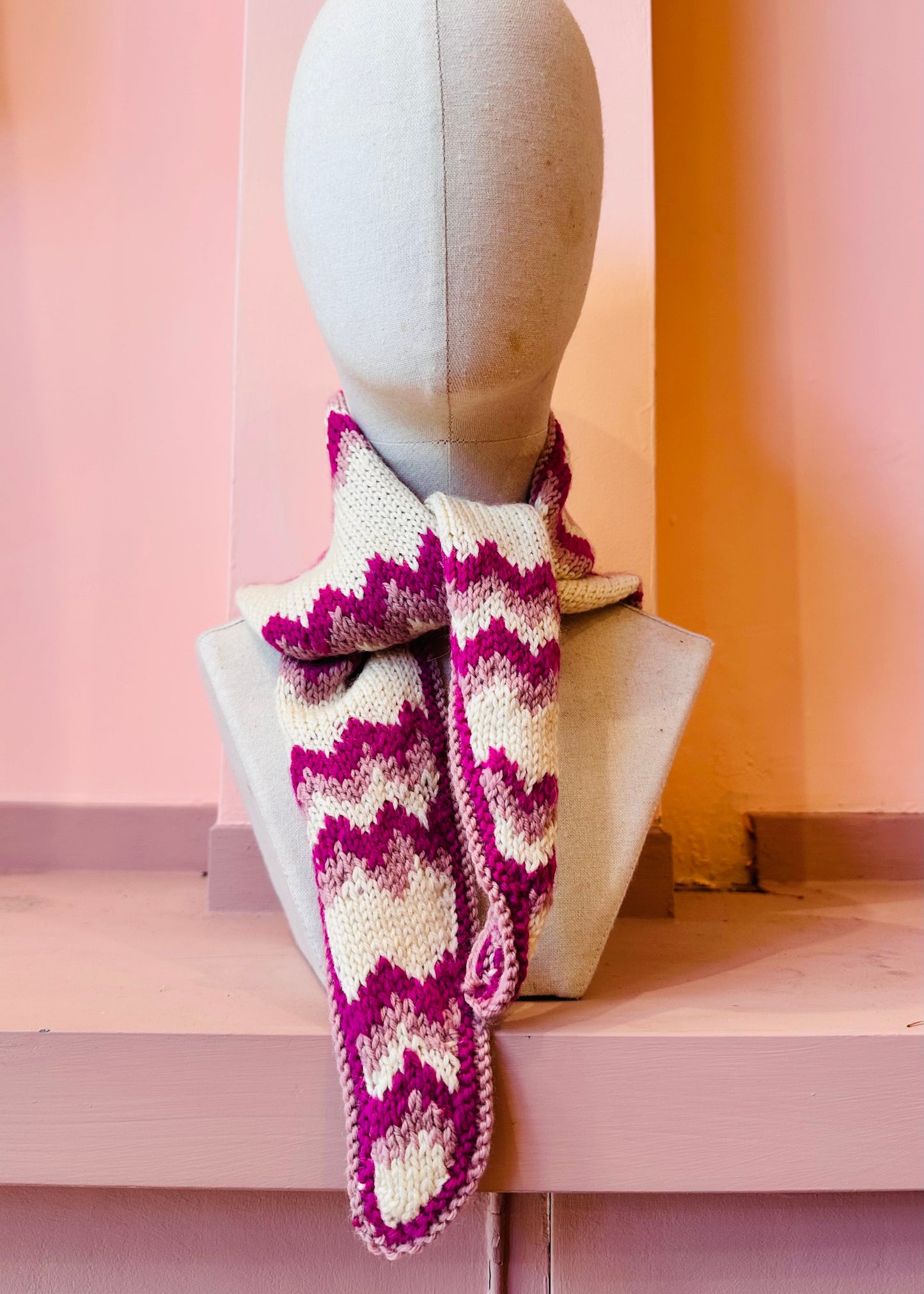 Chunky Triangle Scarf: 'Pink Spark'