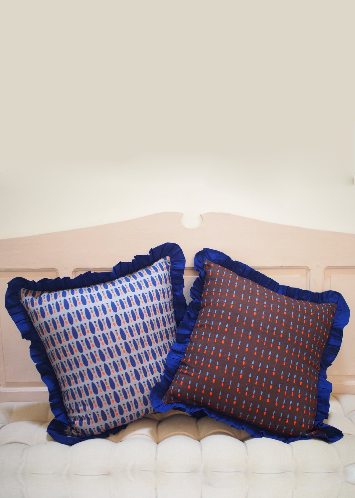 Reversible Cushion Cover 45cm x 45cm 'Chocolate drop and Blue Drop'