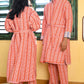 Quilted Housecoat reversible in 'Crimson and Powder Tulip
