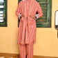 Quilted Housecoat reversible in 'Crimson and Powder Tulip