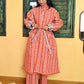 Quilted Housecoat reversible in 'Crimson and Powder Tulip