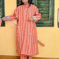 Quilted Housecoat reversible in 'Crimson and Powder Tulip