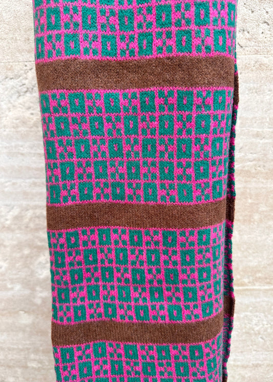 Lambswool Scarf: 'Pink & Green Chess Set'