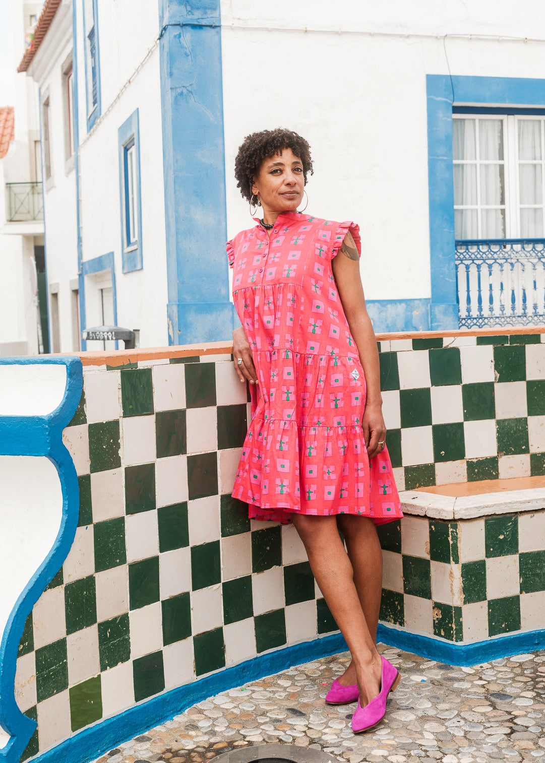 Daphne Dress in 'Hot Pink Bric a Brac'