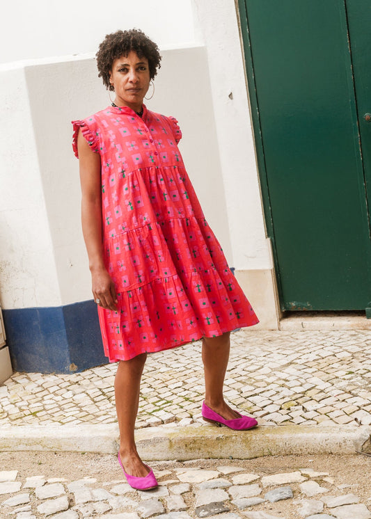 Daphne Dress in 'Hot Pink Bric a Brac'