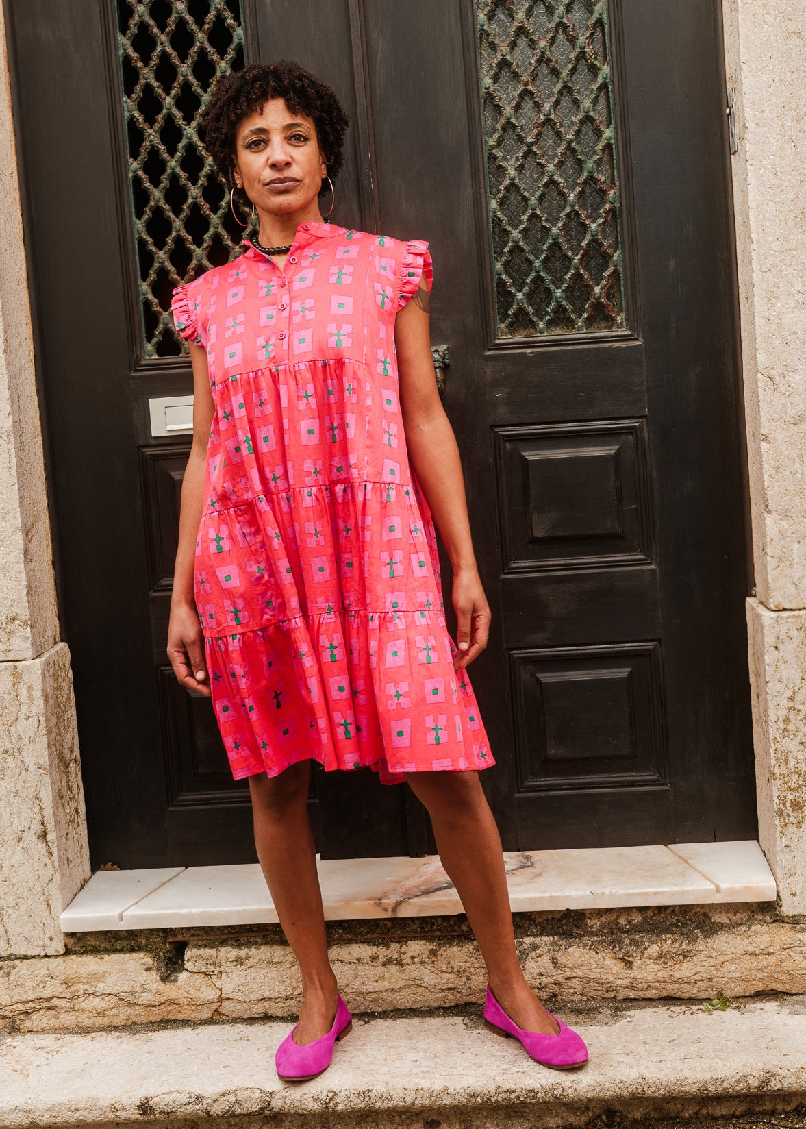 Daphne Dress in 'Hot Pink Bric a Brac'