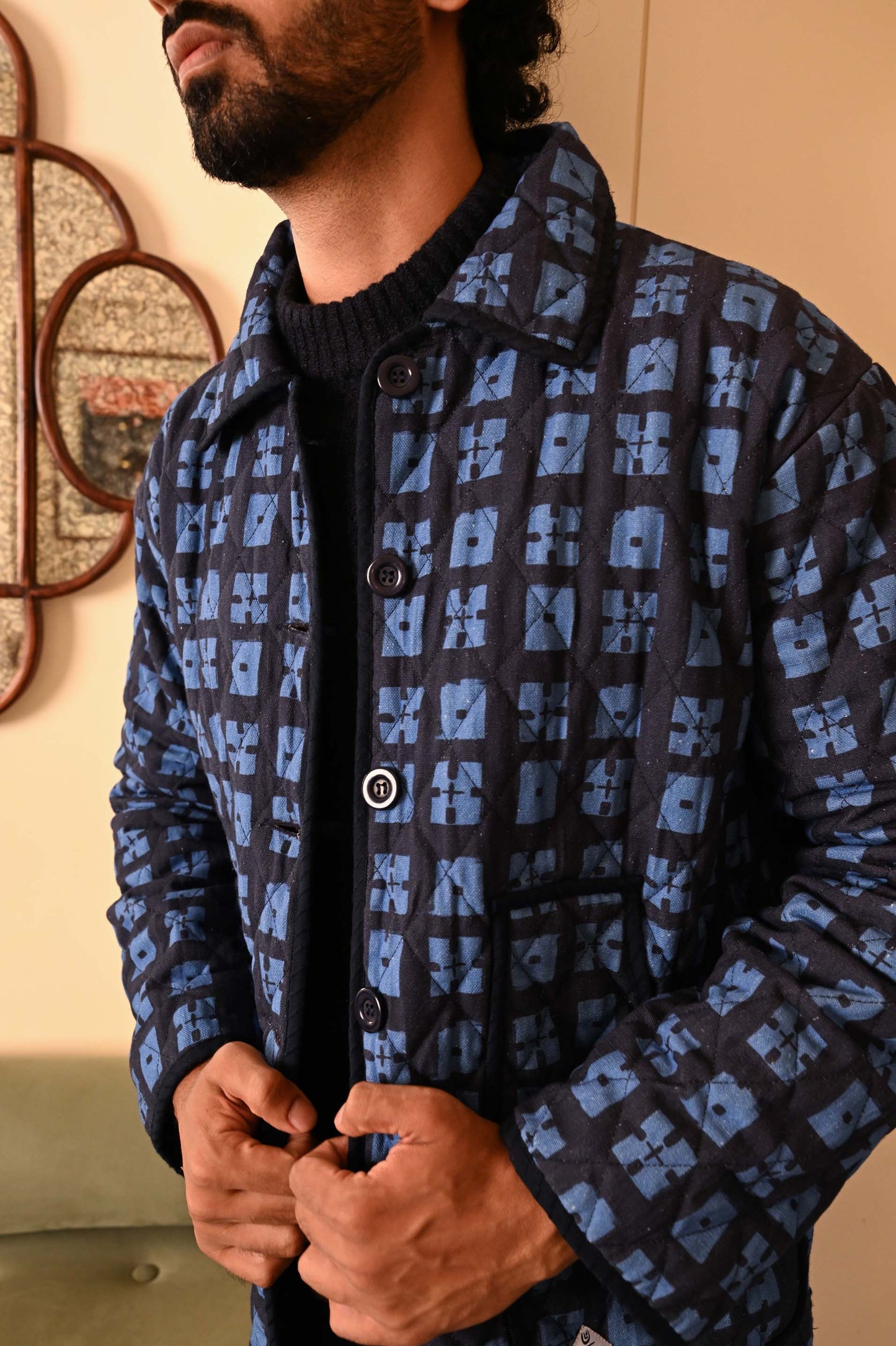 Day Jacket in 'Indigo Chess Set'