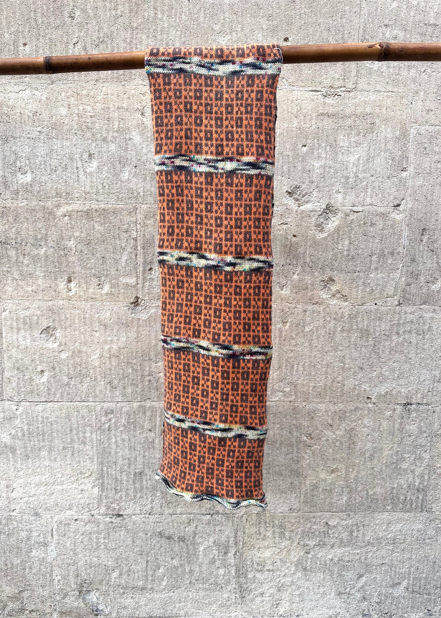 Lambswool Scarf: 'Orange Chess Set'