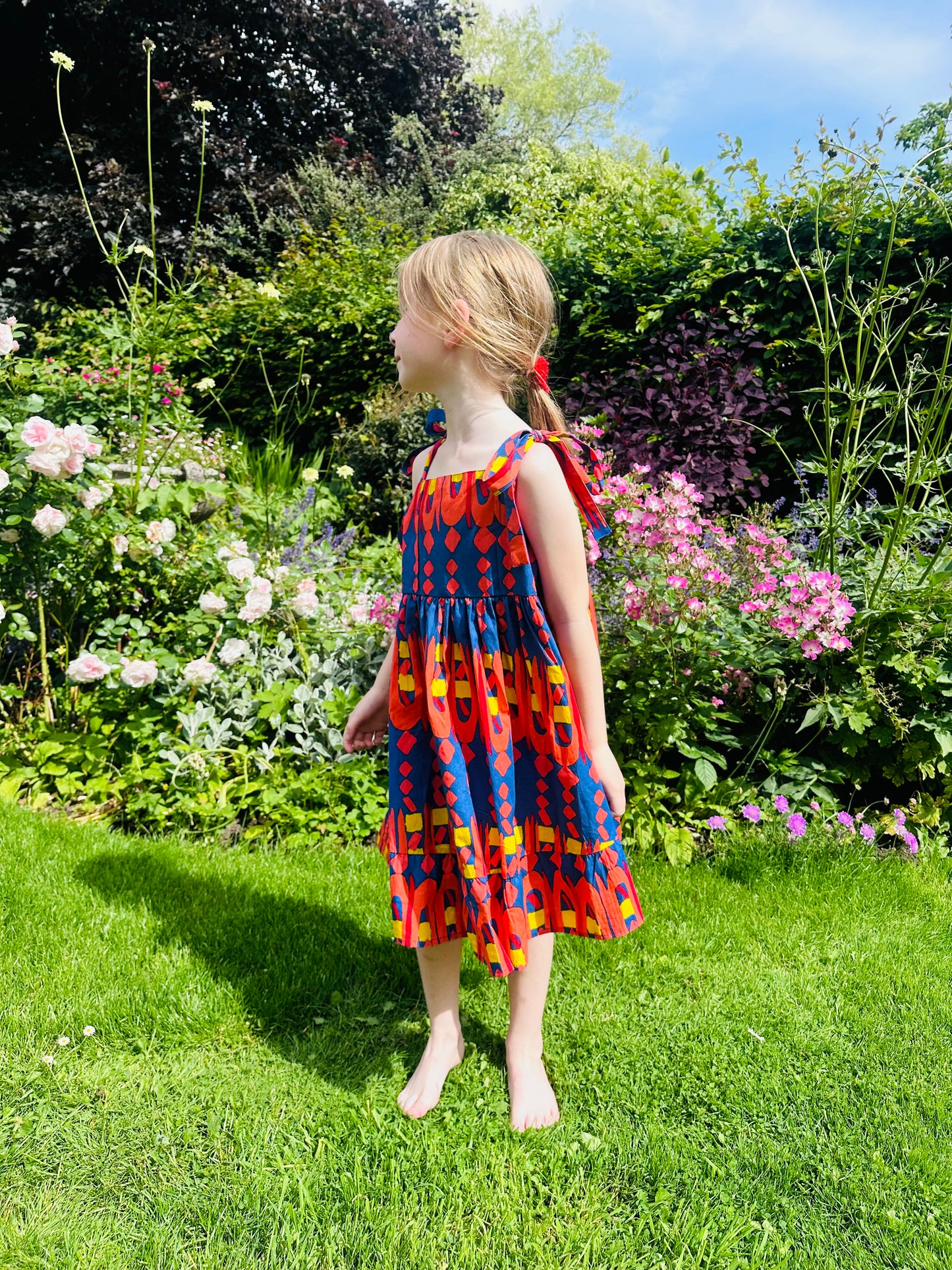 Kid's Cotton Butterfly Dress in 'Waterfall'