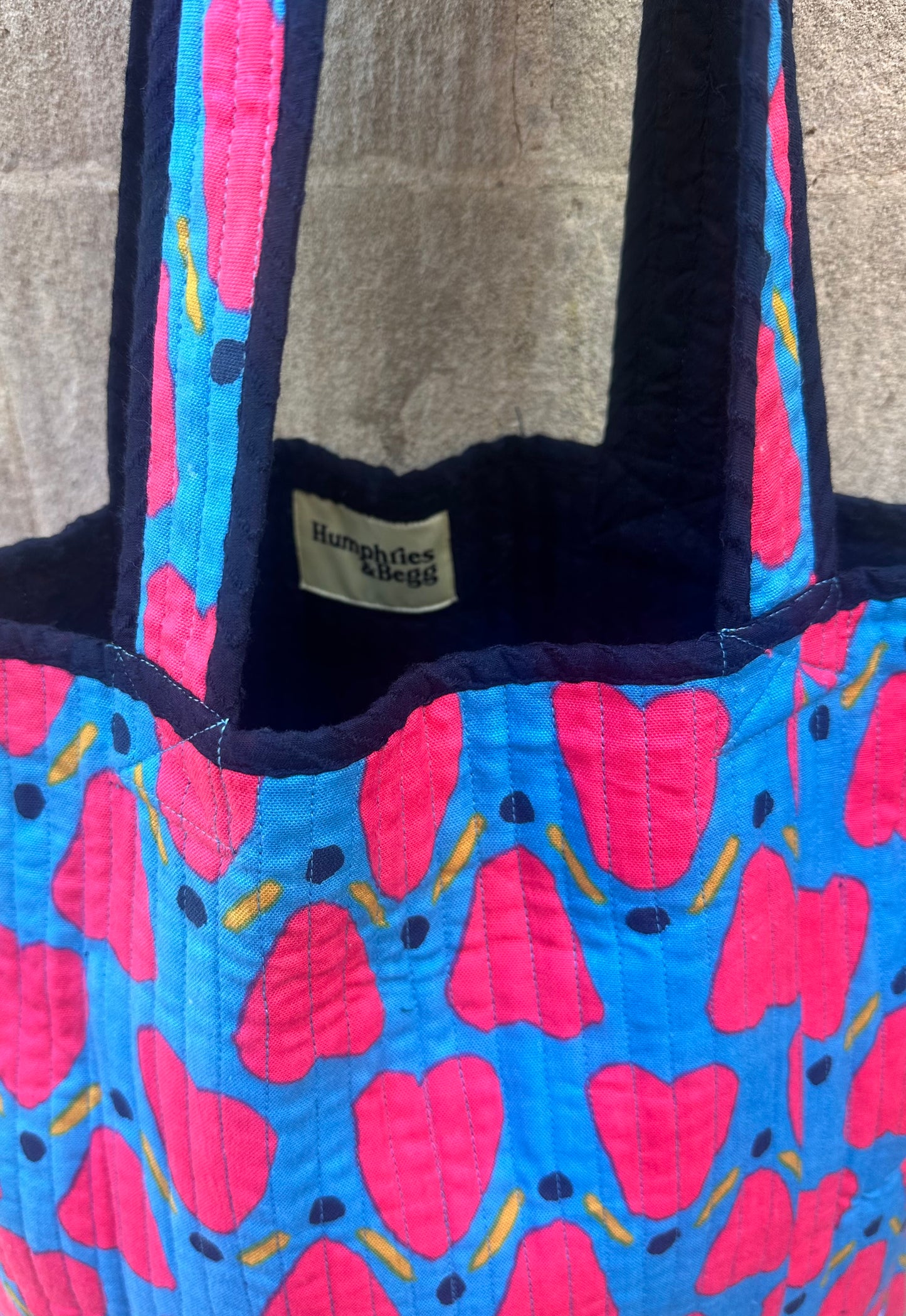 Quilted Tote Bag in 'Blue Honey Heart'