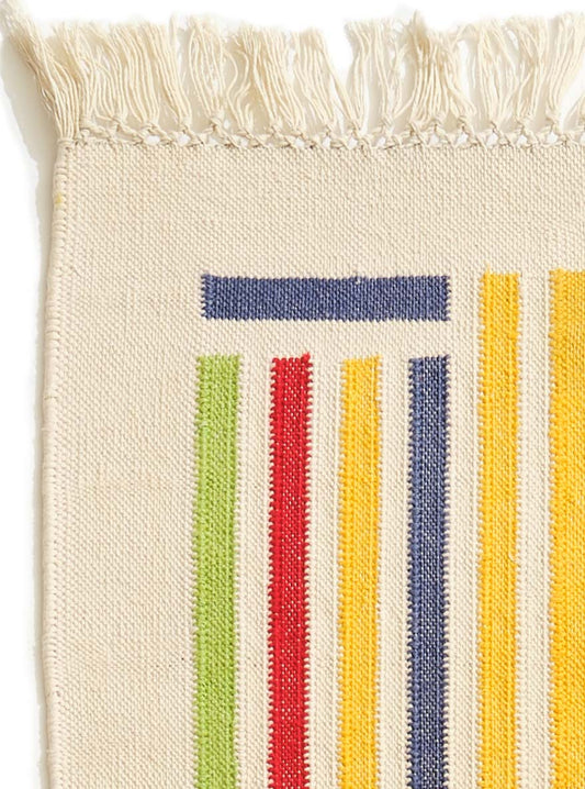 Handwoven Cotton Dhurrie Runner in 'Easy Lines'