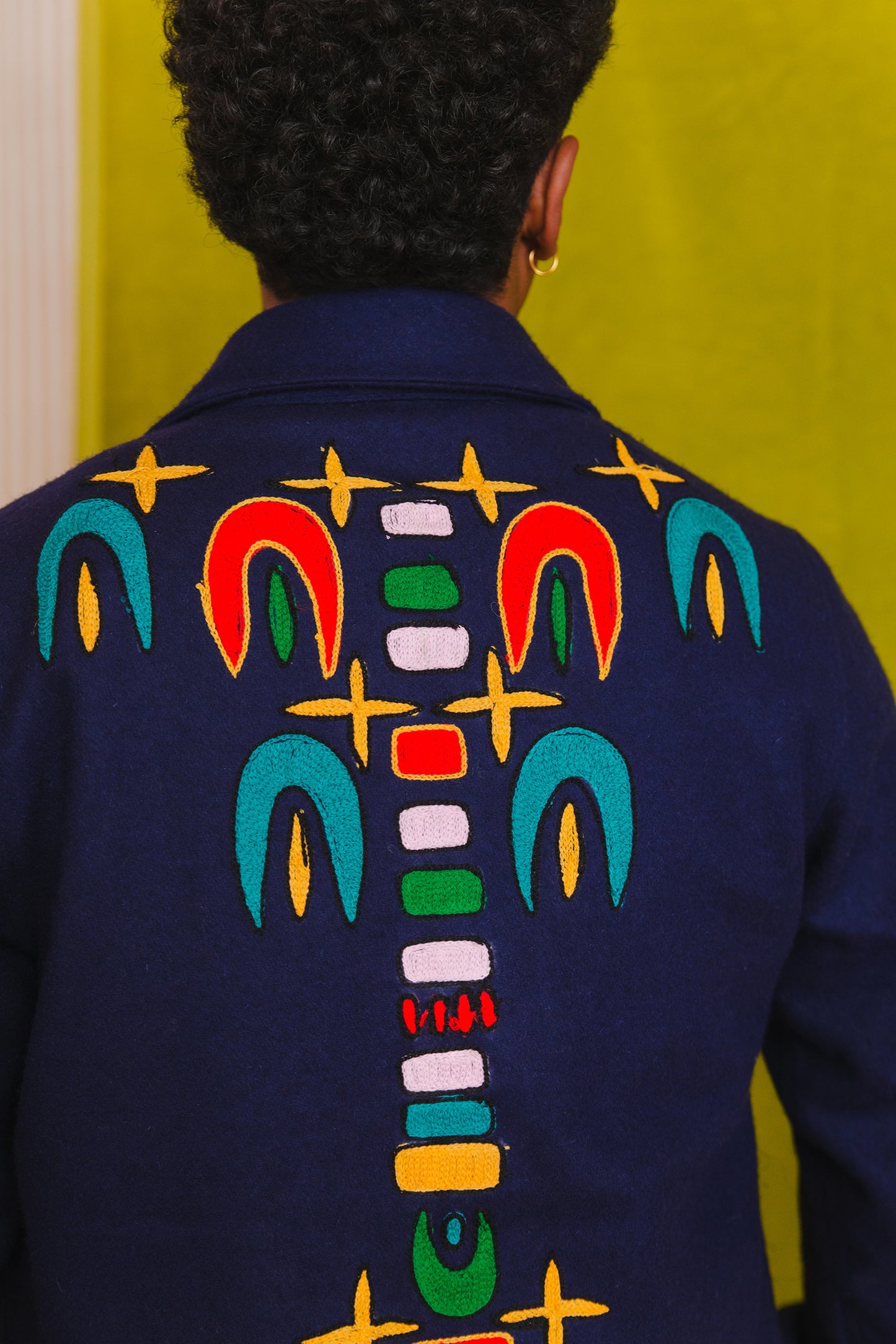 Embroidered Felt Jacket with Firework Design