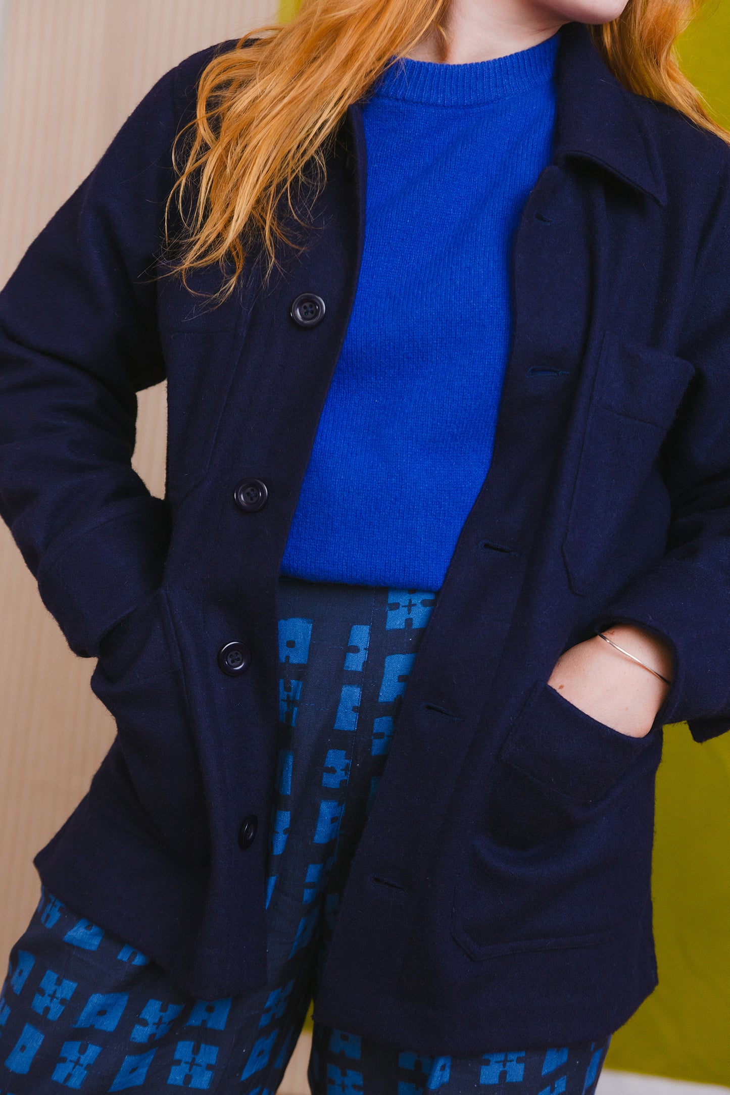 Embroidered Felt Jacket with Firework Design