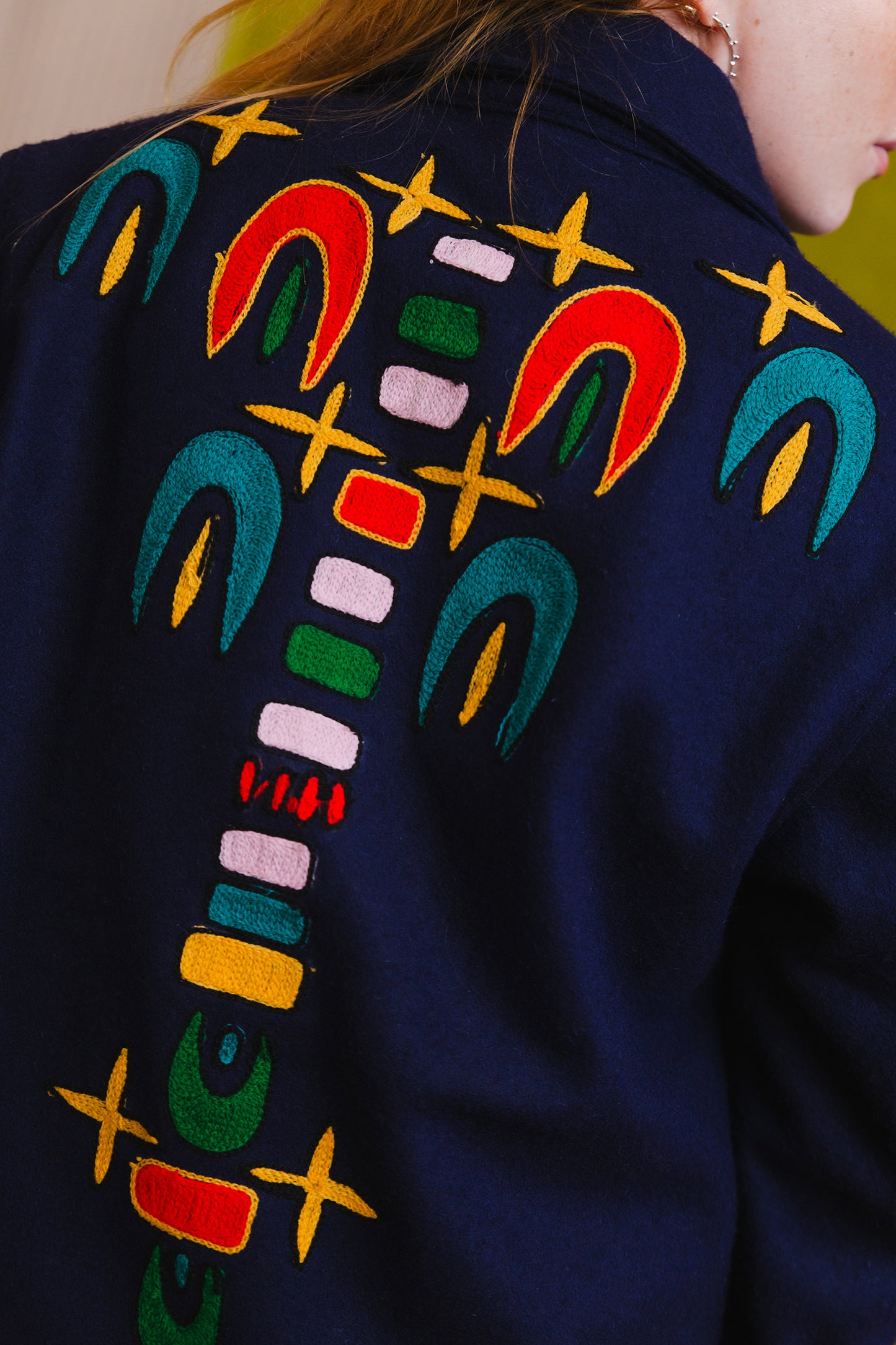 Embroidered Felt Jacket with Firework Design