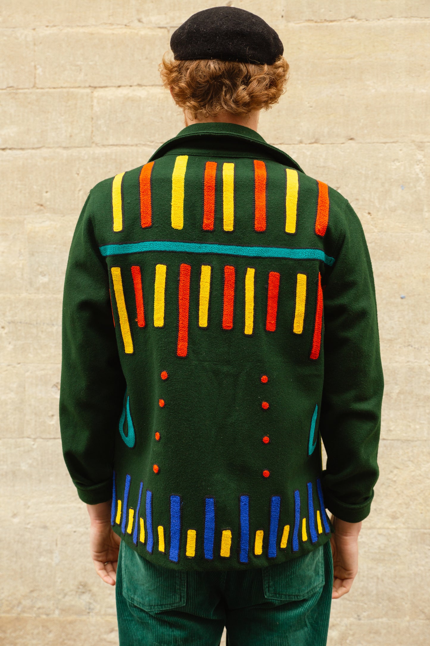 Unisex Embroidered Jacket in 'Green'