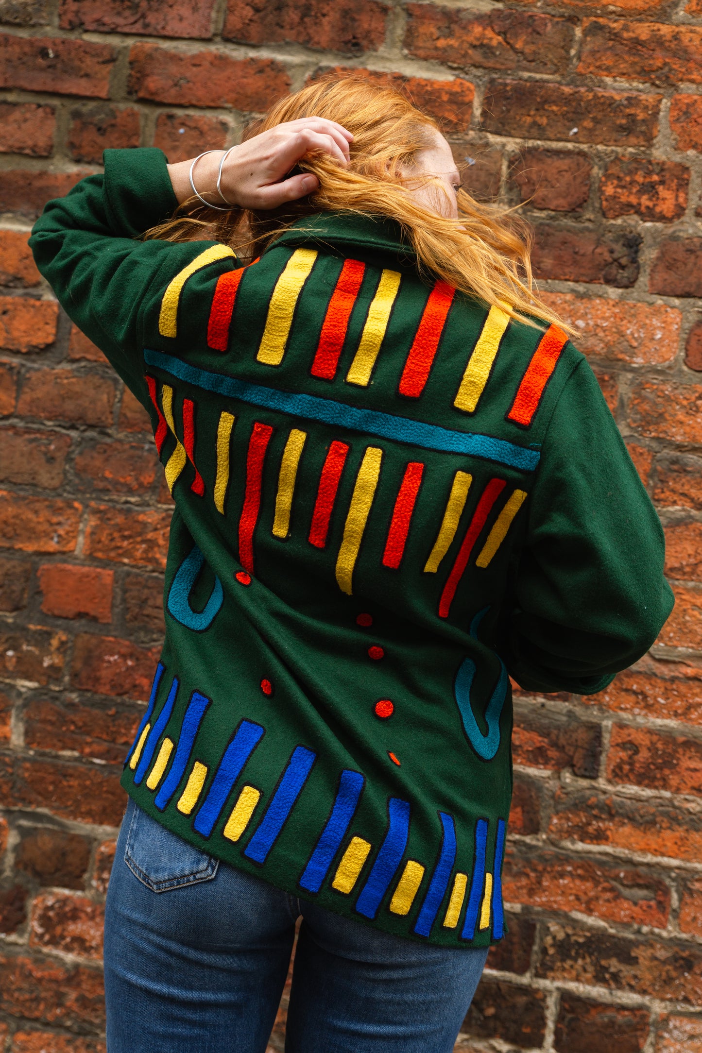 Unisex Embroidered Jacket in 'Green'