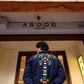 Navy Embroidered Felt Jacket with Firework Design