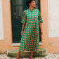 Flounce Dress in 'Green Bric a Brac'