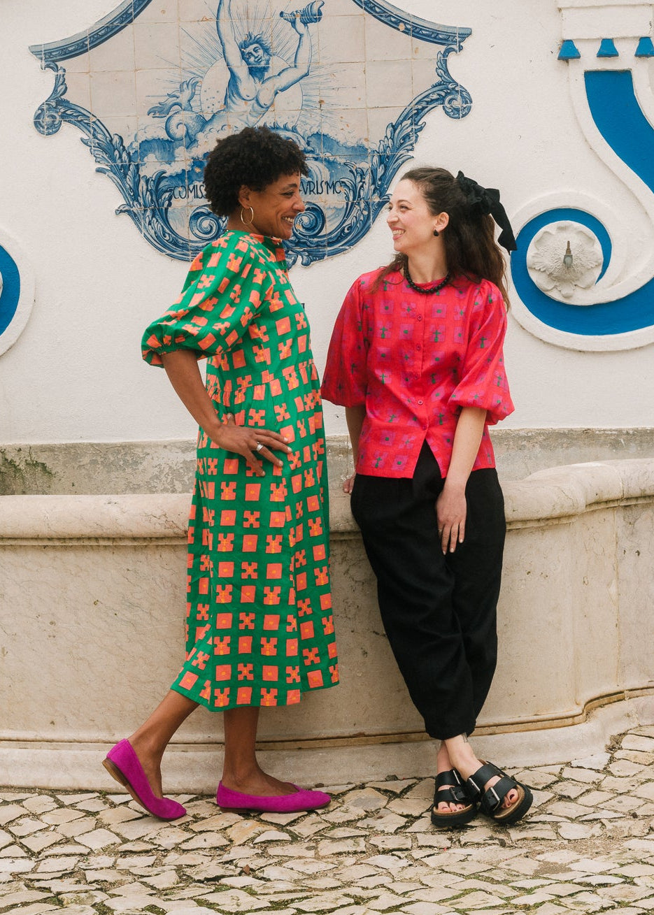 Flounce Dress in 'Green Bric a Brac'
