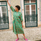 Flounce Dress in 'Green Bric a Brac'
